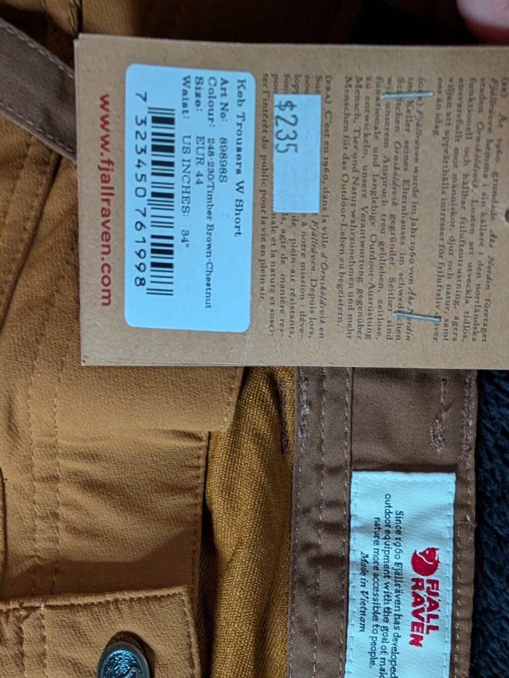 Fjallraven Keb Trousers W Short | Size EU44/US34 | NWT! - Picture 3 of 6